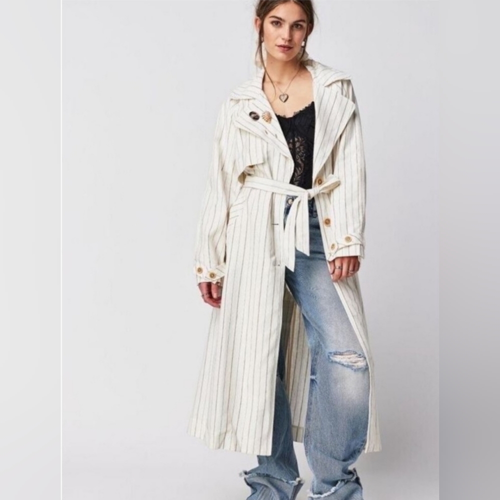 Free People Womens Melia Mac Trench Coat Cream